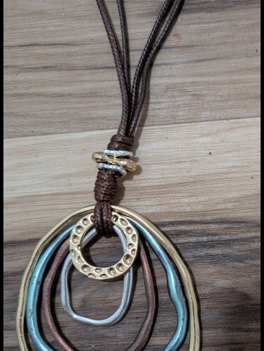 Shein Gold, Turquoise & Silver Rope Necklace BNWOT